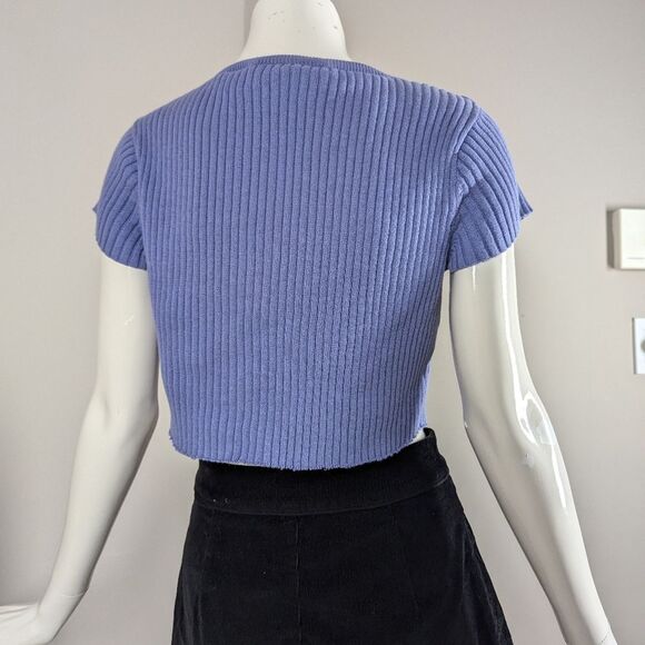 Vintage Liz Claiborne Studio Ribbed Cropped Tee Size Small Cotton Y2K - Picture 2 of 6